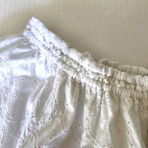 Ellos white eyelet dress size 16 off shoulder shift style lined summer spring - Picture 3 of 9